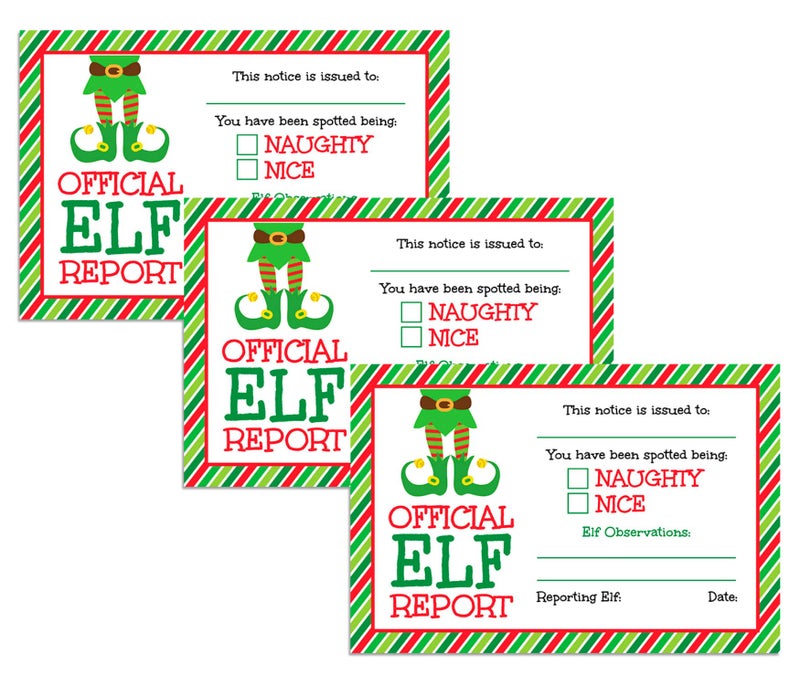 Pink Pixie Studio 25 Official Elf Reports- 4 x 6 Elves Notice Naughty or Nice Behavior to Accompany Your Holiday Christmas Elf- North Pole Santa Surveillance Xmas Note Cards - Image 5